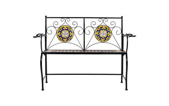 Banco Forja Negro Plegable y Mosaico Clasico Serie Aremt