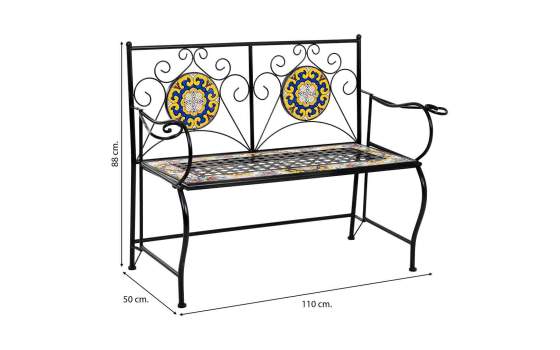 Banco Forja Negro Plegable y Mosaico Clasico Serie Aremt