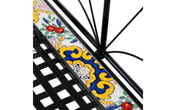 Banco Forja Negro Plegable y Mosaico Clasico Serie Aremt