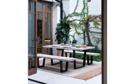 Banco Madera Mango Patinado y Acero Serie Atilant