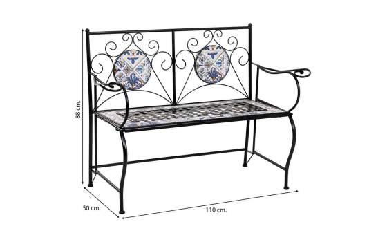 Banco Mosaico Clasico y Estructura de Forja Serie Aremt