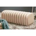 Banco Puff Tapizado Terciopelo Beige Estilo Actual Serie Aiku
