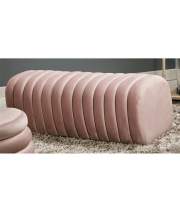Banco Puff Tapizado Terciopelo Rosa Palido Estilo Actual Aiku
