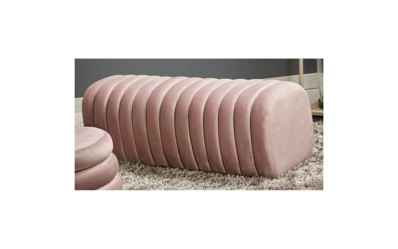 Banco Puff Tapizado Terciopelo Rosa Palido Estilo Actual Aiku