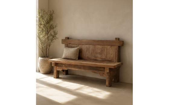 Banco Rustico Madera Teca Reciclada - Serie Aiclado