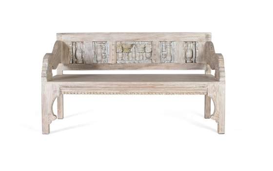 Banco Rustico Tallado Oriental Madera Maciza Decolorada Albeg Banco Rustico Tallado Oriental Madera Maciza Decolorada Albeg