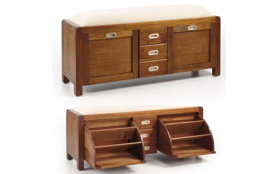 Banco Zapatero Colonial Flash 2 Puertas 3 Cajones