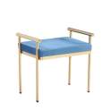 Banqueta Acero Inoxidable Oro y Tapizado Azul Serie Aberlin