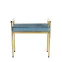 Banqueta Acero Inoxidable Oro y Tapizado Azul Serie Aberlin