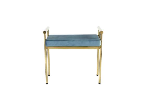 Banqueta Acero Inoxidable Oro y Tapizado Azul Serie Aberlin