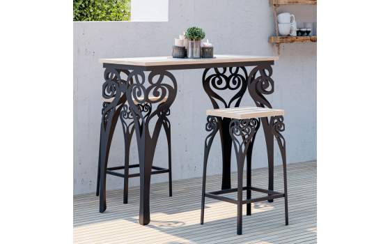 Banqueta Alta Para Bar en Acero y Madera Serie Ansterdam