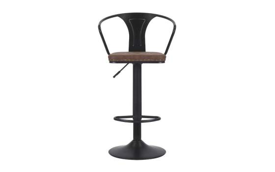 Banqueta Bar con Brazos Estilo Industrial Acero Piel Detroit