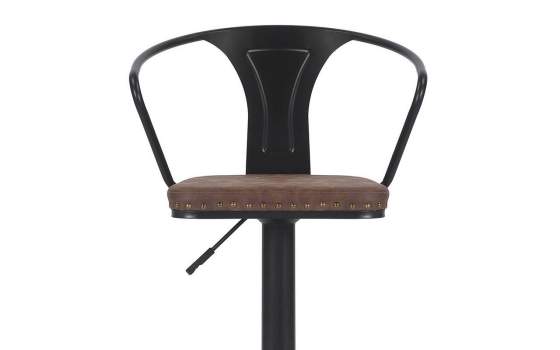 Banqueta Bar con Brazos Estilo Industrial Acero Piel Detroit