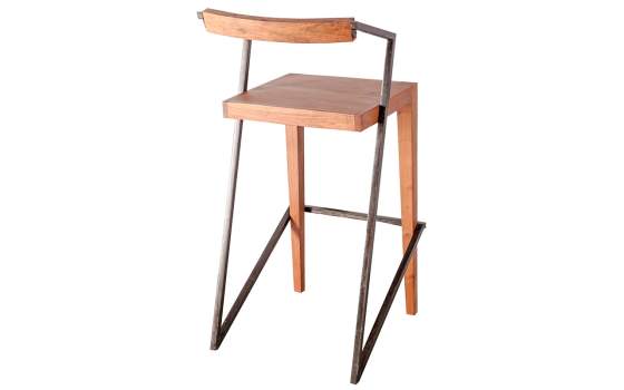 Banqueta Bares  Diseño Moderno Apilable Forja Madera Adimusin