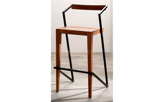 Banqueta Bares  Diseño Moderno Apilable Forja Madera Adimusin