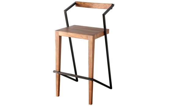 Banqueta Bares  Diseño Moderno Apilable Forja Madera Adimusin