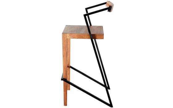 Banqueta Bares  Diseño Moderno Apilable Forja Madera Adimusin