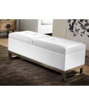 Banqueta Baul Descalzadora Poli Piel Blanca Serie Aneter