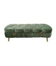 Banqueta Baul Descalzadora Terciopelo Color Verde Serie Kalevi