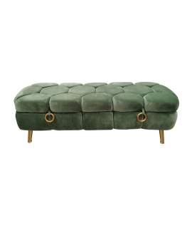 Banqueta Baul Descalzadora Terciopelo Color Verde Serie Kalevi