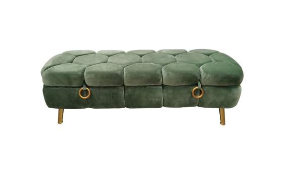 Banqueta Baul Descalzadora Terciopelo Color Verde Serie Kalevi