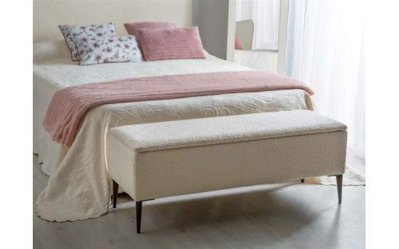 diferencia Campo Dinámica Banco pie de cama tapizado beige con baul estilo actual