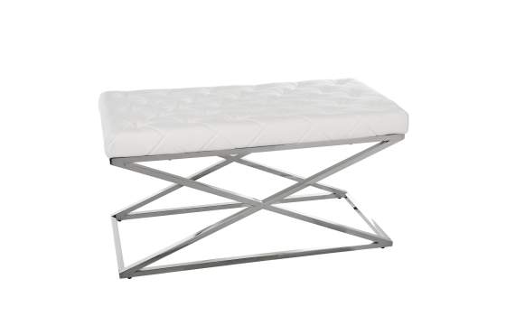Banqueta Descalzadora Moderna Acero Tapizado Blanco Altasser