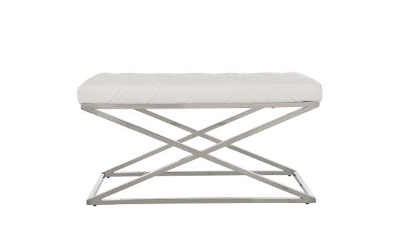 Banqueta Descalzadora Moderna Acero Tapizado Blanco Altasser