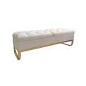 Banqueta Descalzadora Tapizada Terciopelo Beige Serie Aneter
