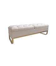 Banqueta Descalzadora Tapizada Terciopelo Beige Serie Aneter