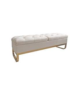 Banqueta Descalzadora Tapizada Terciopelo Beige Serie Aneter