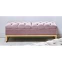 Banqueta Descalzadora Tapizada Terciopelo Rosa Serie Aneter
