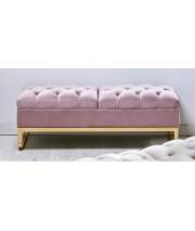 Banqueta Descalzadora Tapizada Terciopelo Rosa Serie Aneter