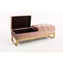 Banqueta Descalzadora Tapizada Terciopelo Rosa Serie Aneter