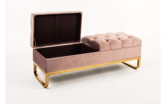 Banqueta Descalzadora Tapizada Terciopelo Rosa Serie Aneter