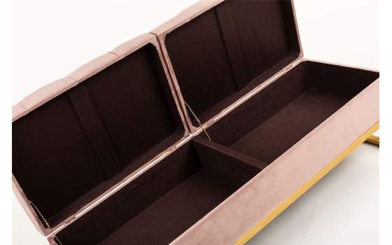 Banqueta Descalzadora Tapizada Terciopelo Rosa Serie Aneter