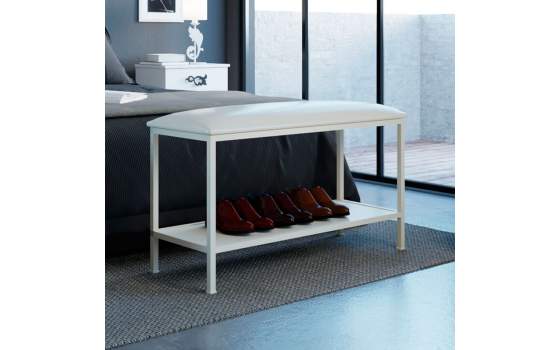 Banqueta Forja Pie de Cama con Zapatero Serie Dayra