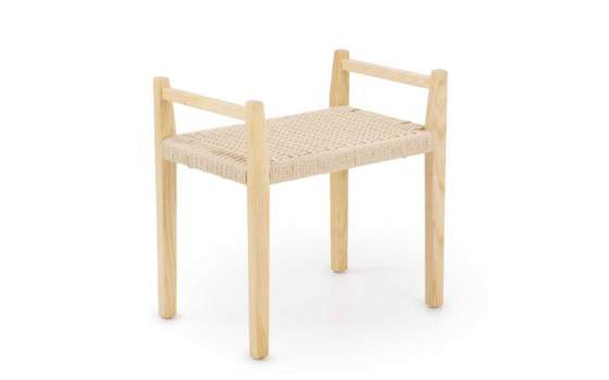 Banqueta Madera Fresno Natural Asiento Cuerda - Serie Alcegui