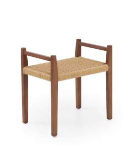 Banqueta Madera Fresno Nogal Asiento Cuerda - Serie Alcegui