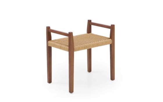 Banqueta Madera Fresno Nogal Asiento Cuerda - Serie Alcegui