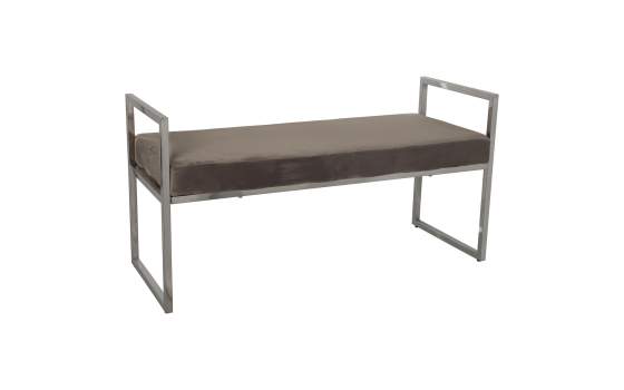 Banqueta Moderna Acero Inoxidable y Terciopelo Gris Anfusa