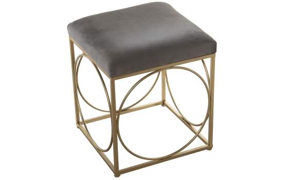Banqueta Moderna Acero Oro y Tela Gris Serie Ancoa