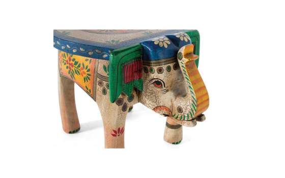Banqueta Oriental Madera Diseño Elefante Colores Alisant