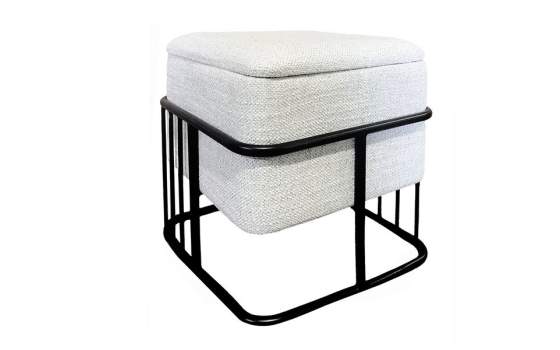 Banqueta Puff Cuadrado Acero y Tapizado Pure Averbach