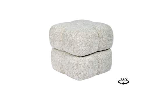 Banqueta Puff Giratorio Tapizado Chenilla Beige - Serie Agael