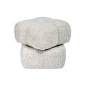 Banqueta Puff Giratorio Tapizado Chenilla Beige - Serie Agael