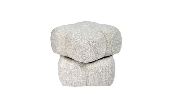 Banqueta Puff Giratorio Tapizado Chenilla Beige - Serie Agael