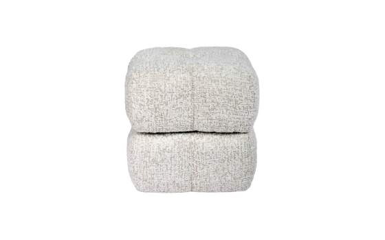 Banqueta Puff Giratorio Tapizado Chenilla Beige - Serie Agael