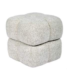 Banqueta Puff Giratorio Tapizado Chenilla Beige - Serie Agael