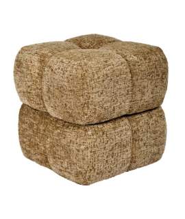 Banqueta Puff Giratorio Tapizado Chenilla Terracota Serie Agael